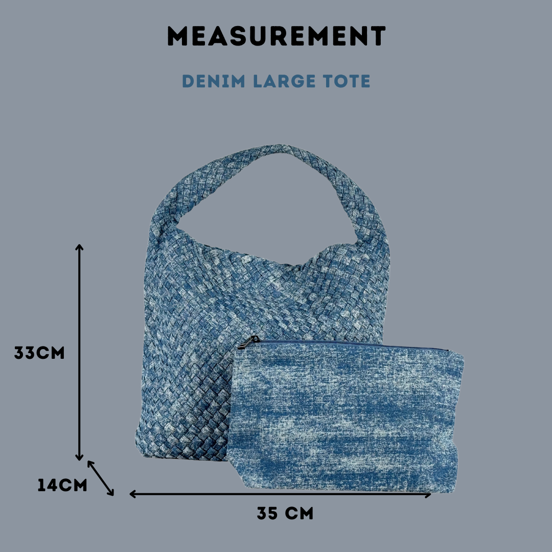 DENIM SNOWFLAKE LARGE TOTE BAG