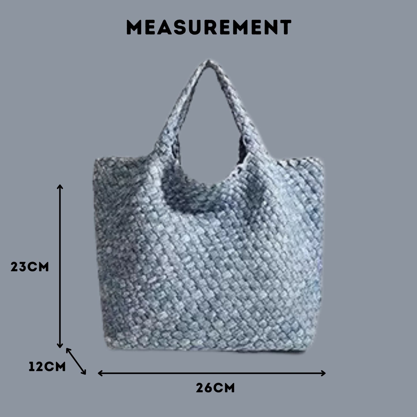 DENIM BLACK MIDI TOTE BAG