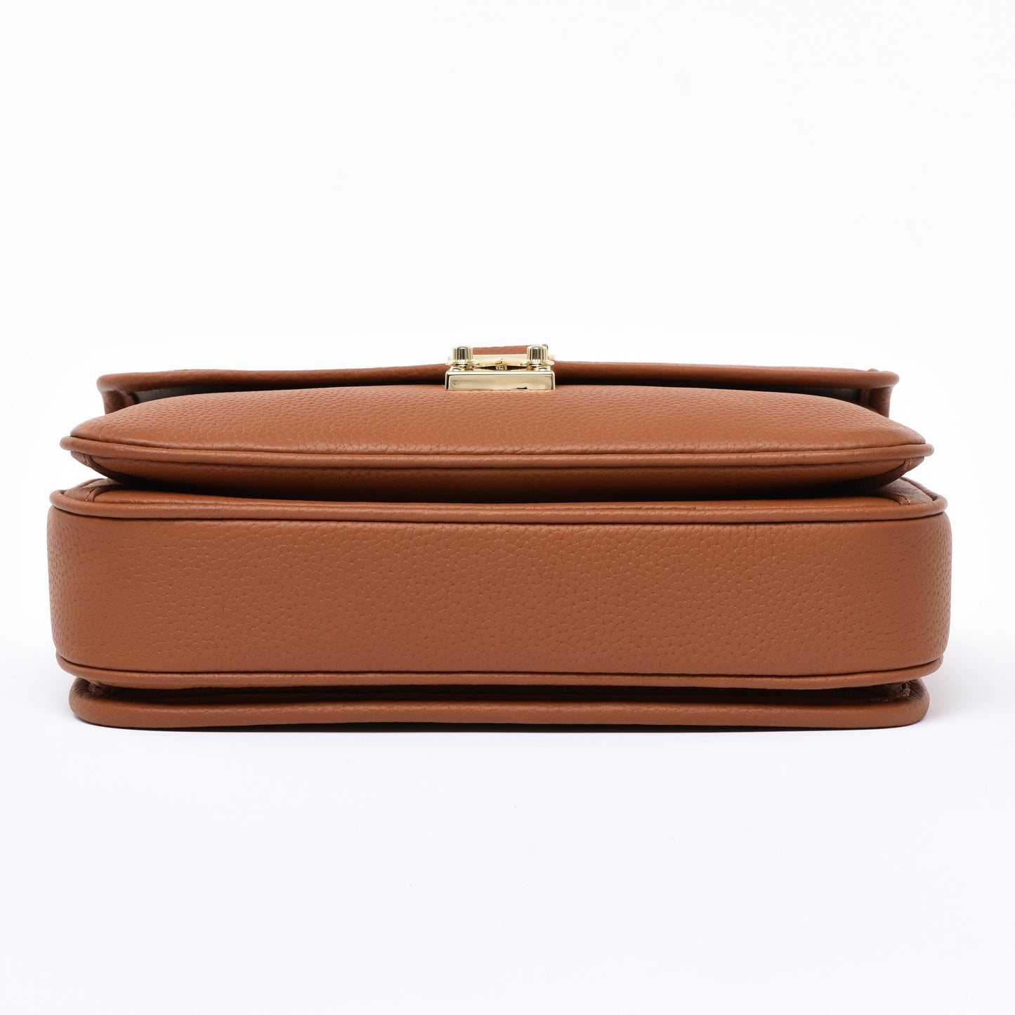 Camel Togo Leather - "Paris15" Satchel Crossbody bag