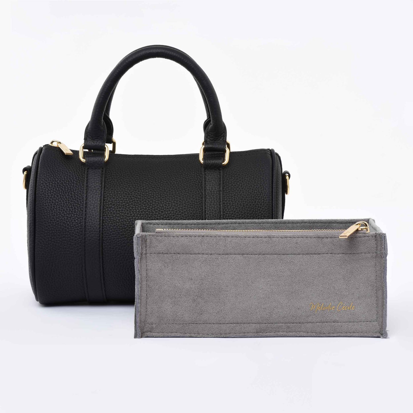 Black Grained leather - Mini Boston bag