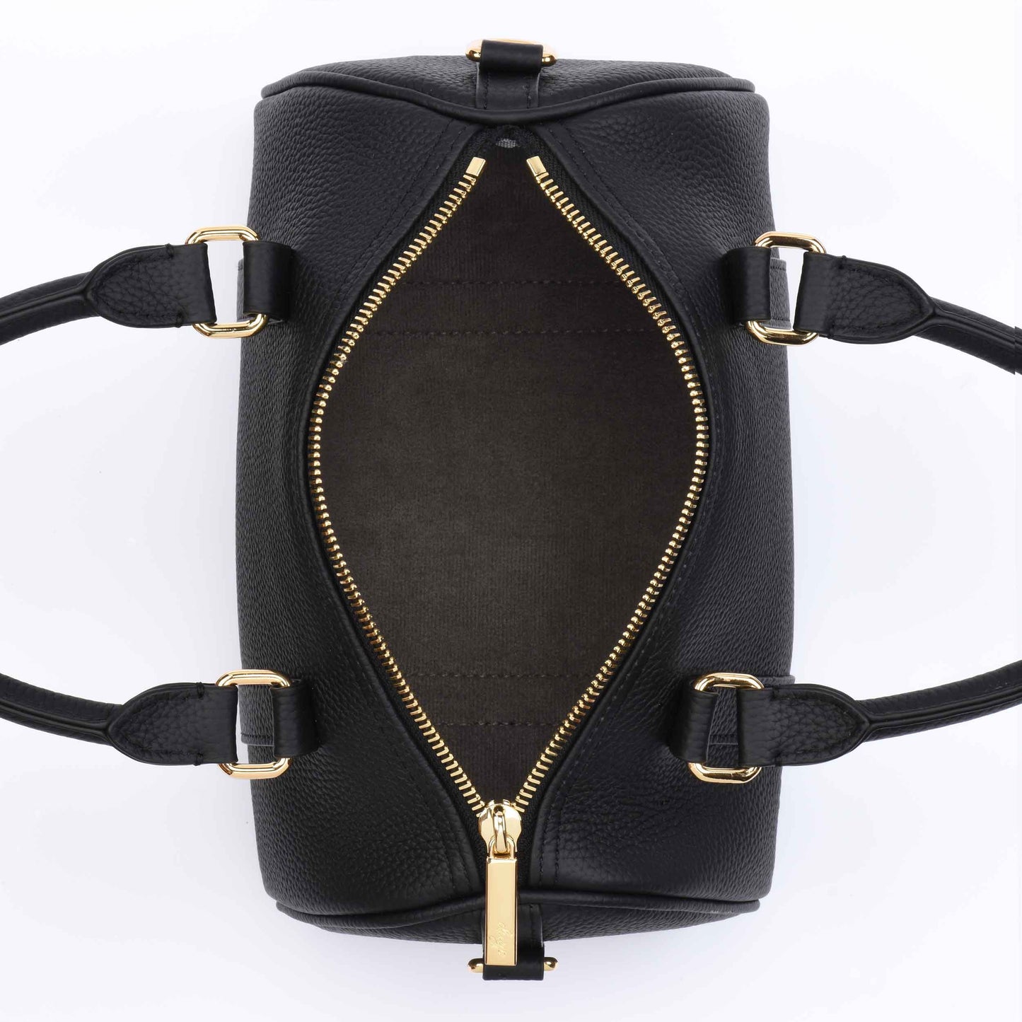 Black Grained leather - Mini Boston bag