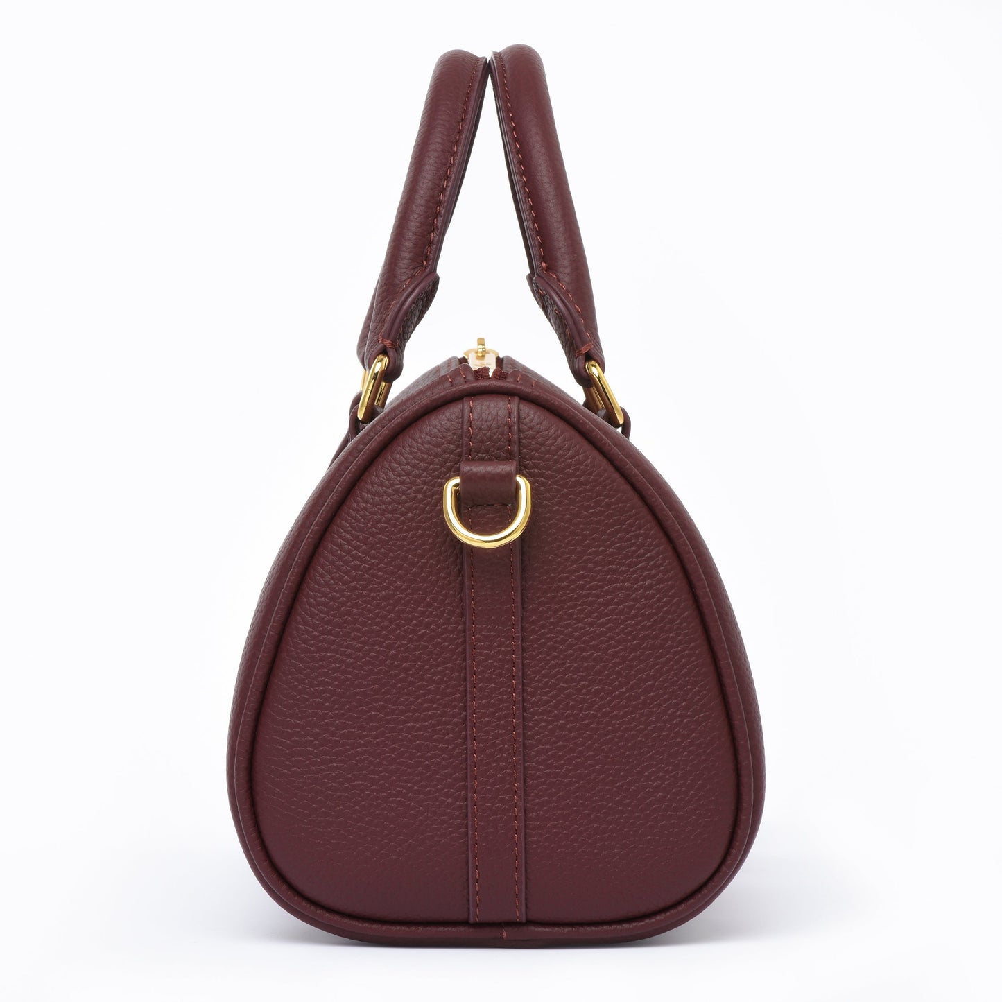 Burgundy Grained leather - Mini Boston bag