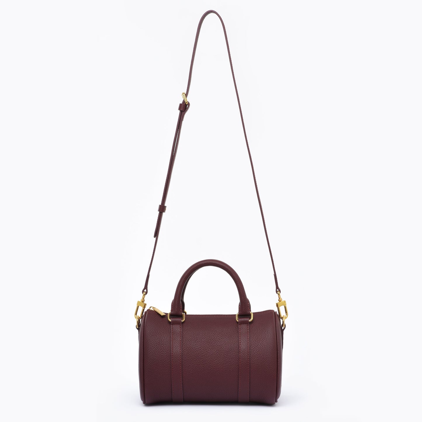 Burgundy Grained leather - Mini Boston bag