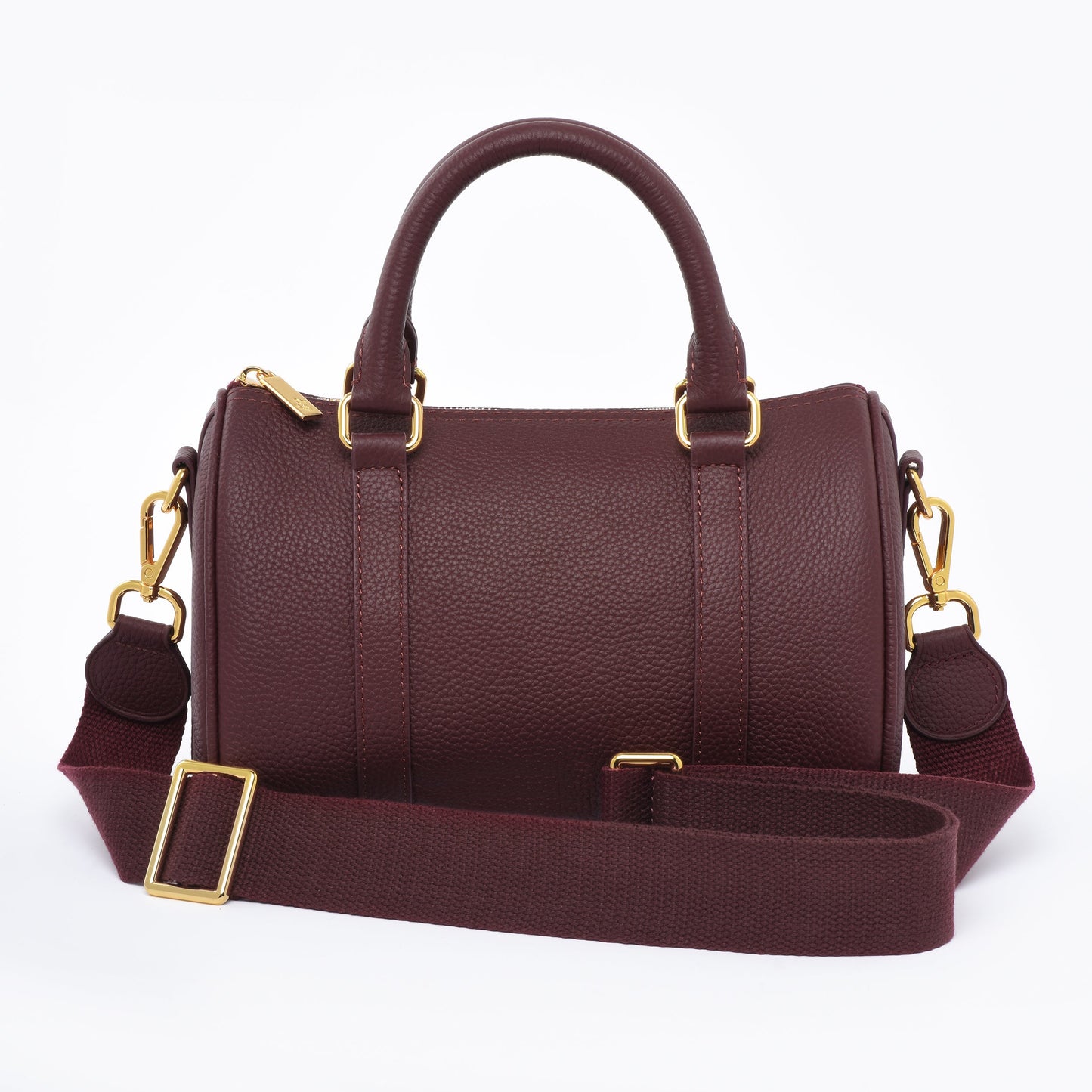 Burgundy Grained leather - Mini Boston bag