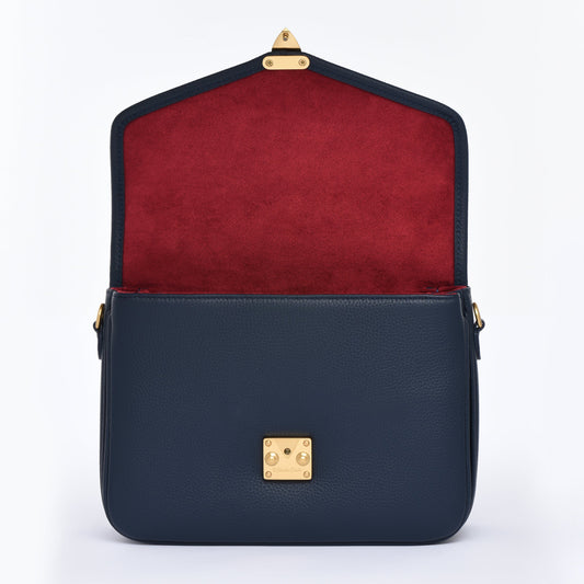 "Navy" Togo Leather - "Paris15" Satchel Crossbody bag