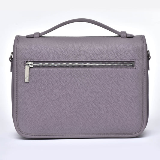 "Grey Lavender" Togo Leather - "Paris15" Satchel Crossbody bag