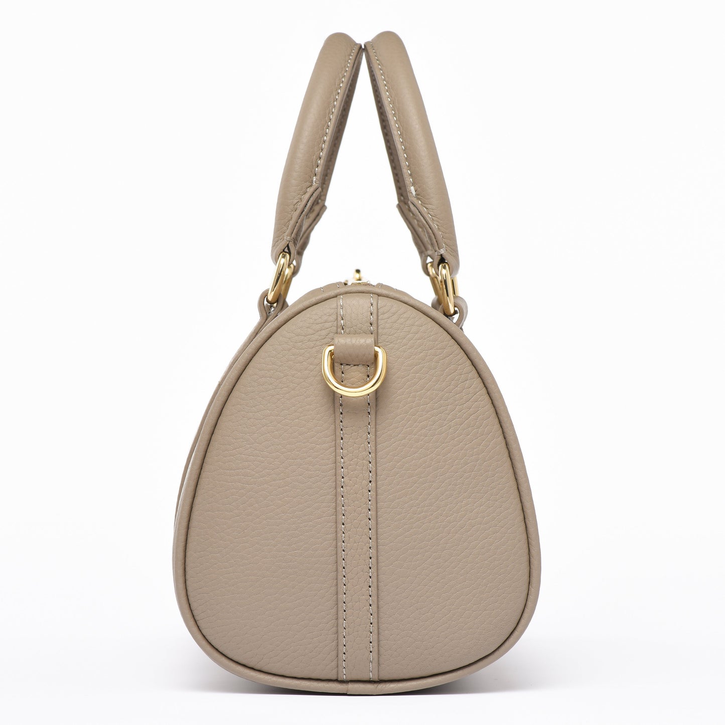 Taupe Grained leather - Mini Boston bag