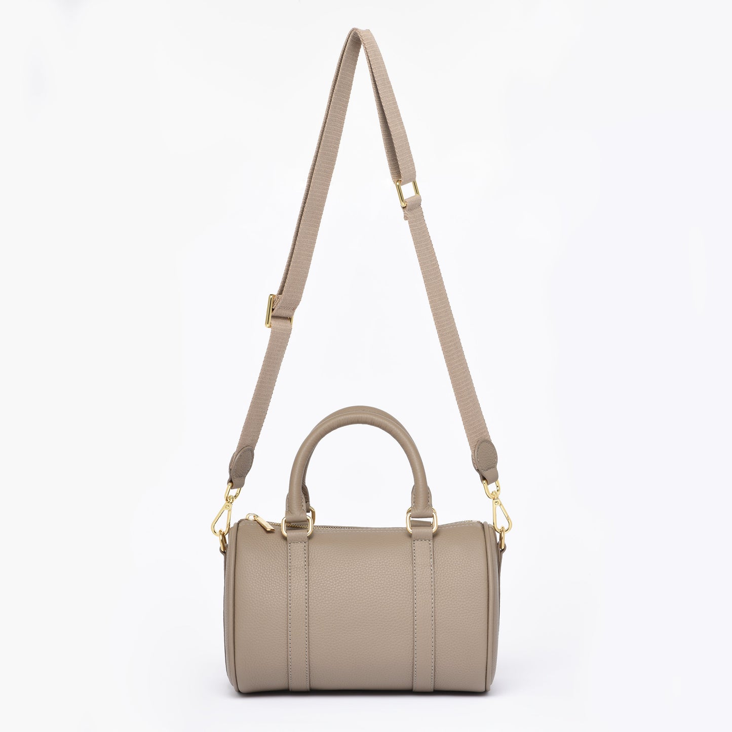 Taupe Grained leather - Mini Boston bag