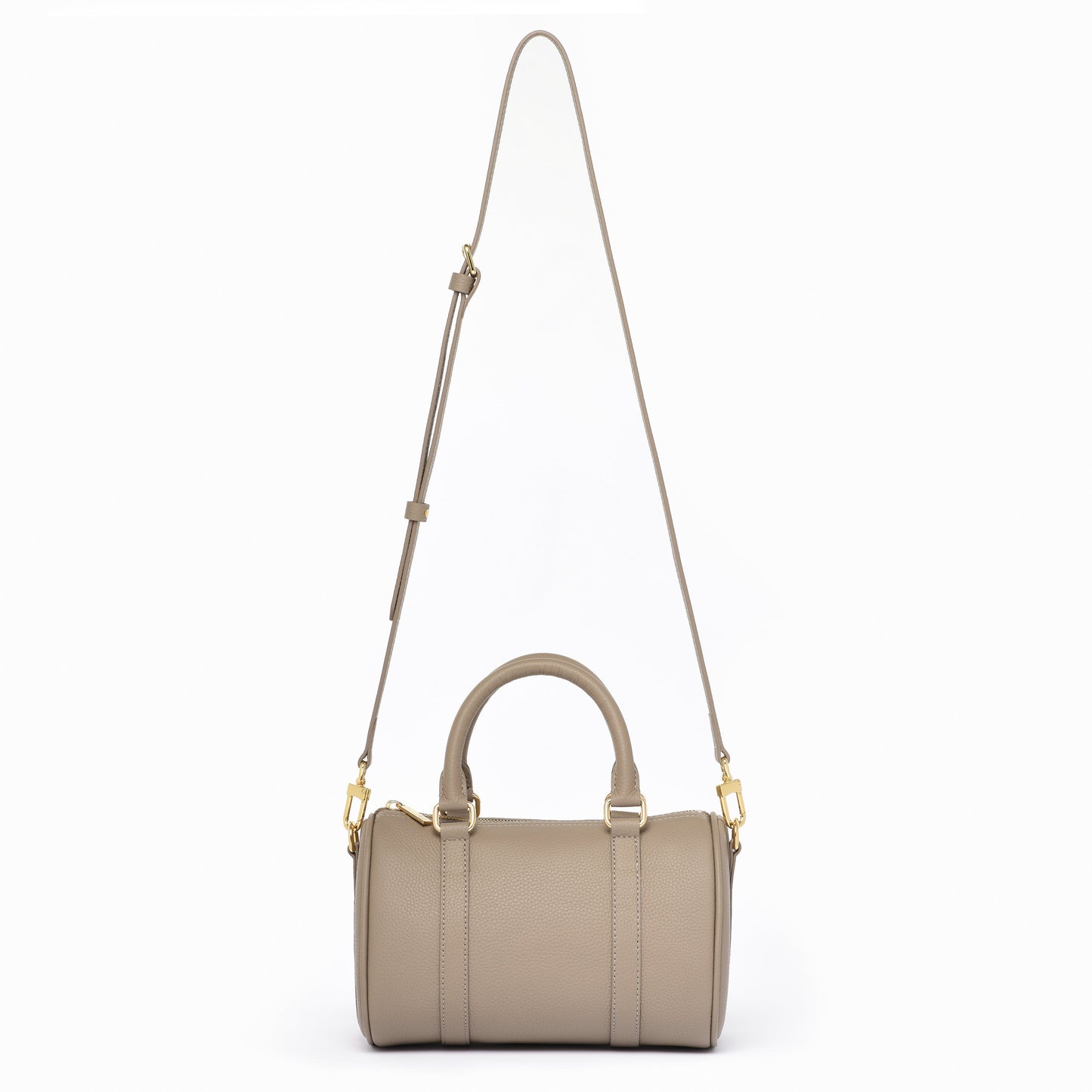 Taupe Grained leather - Mini Boston bag