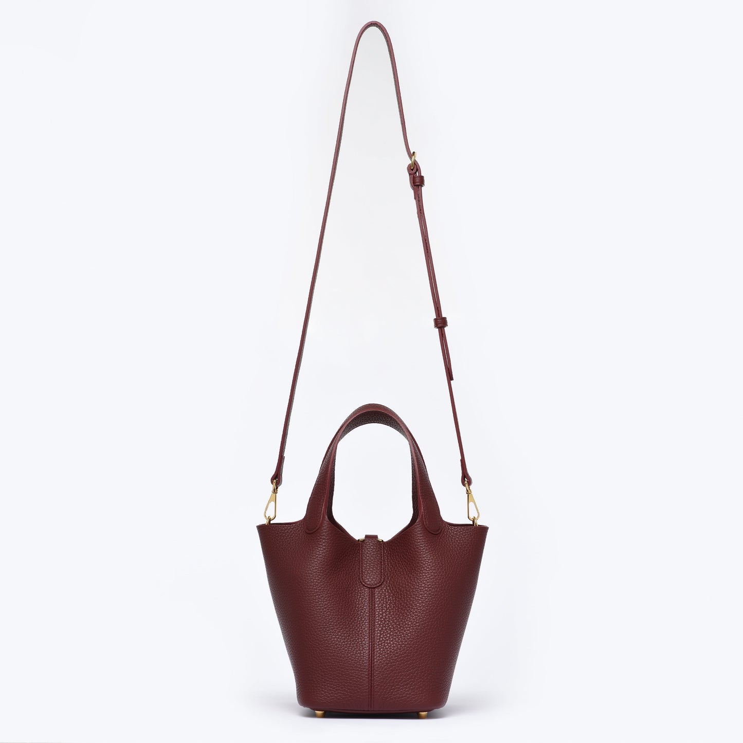 Josette - Versatile Bucket Bag - Grained Cowhide - BURGUNDY