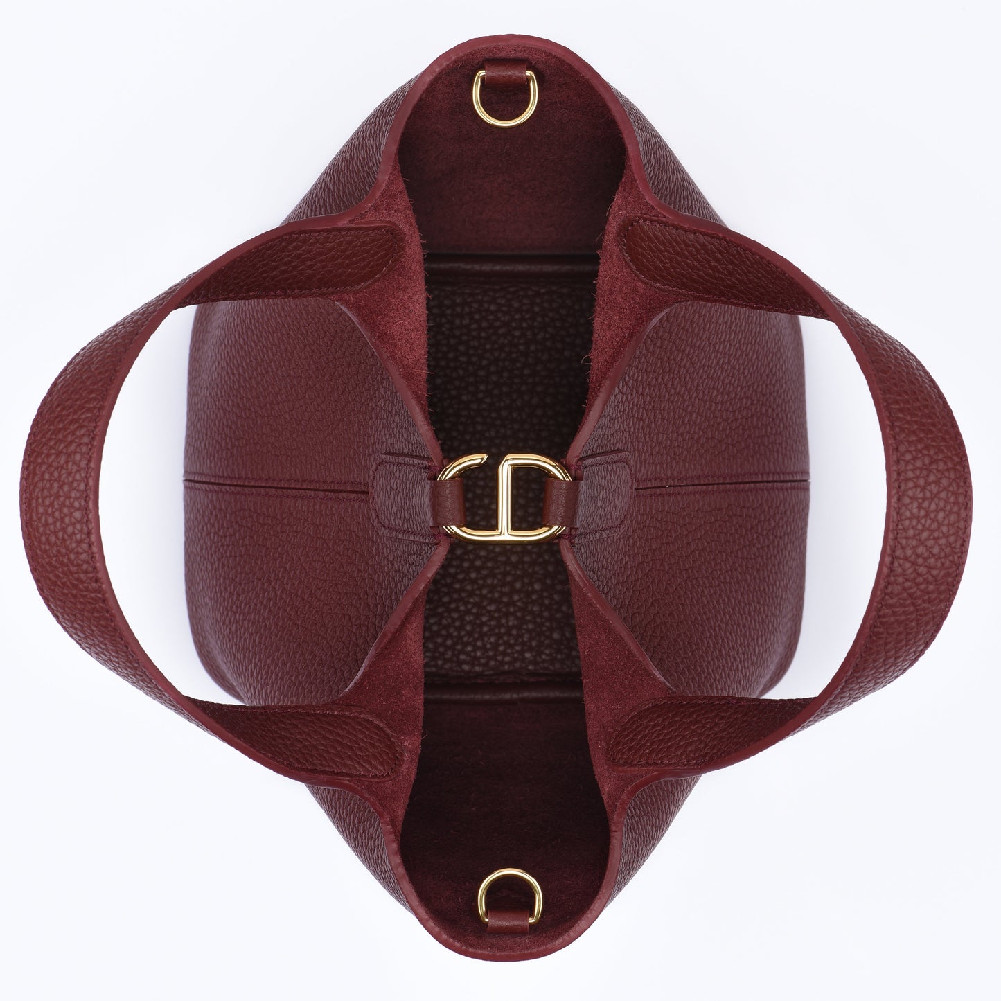 Josette - Versatile Bucket Bag - Grained Cowhide - BURGUNDY