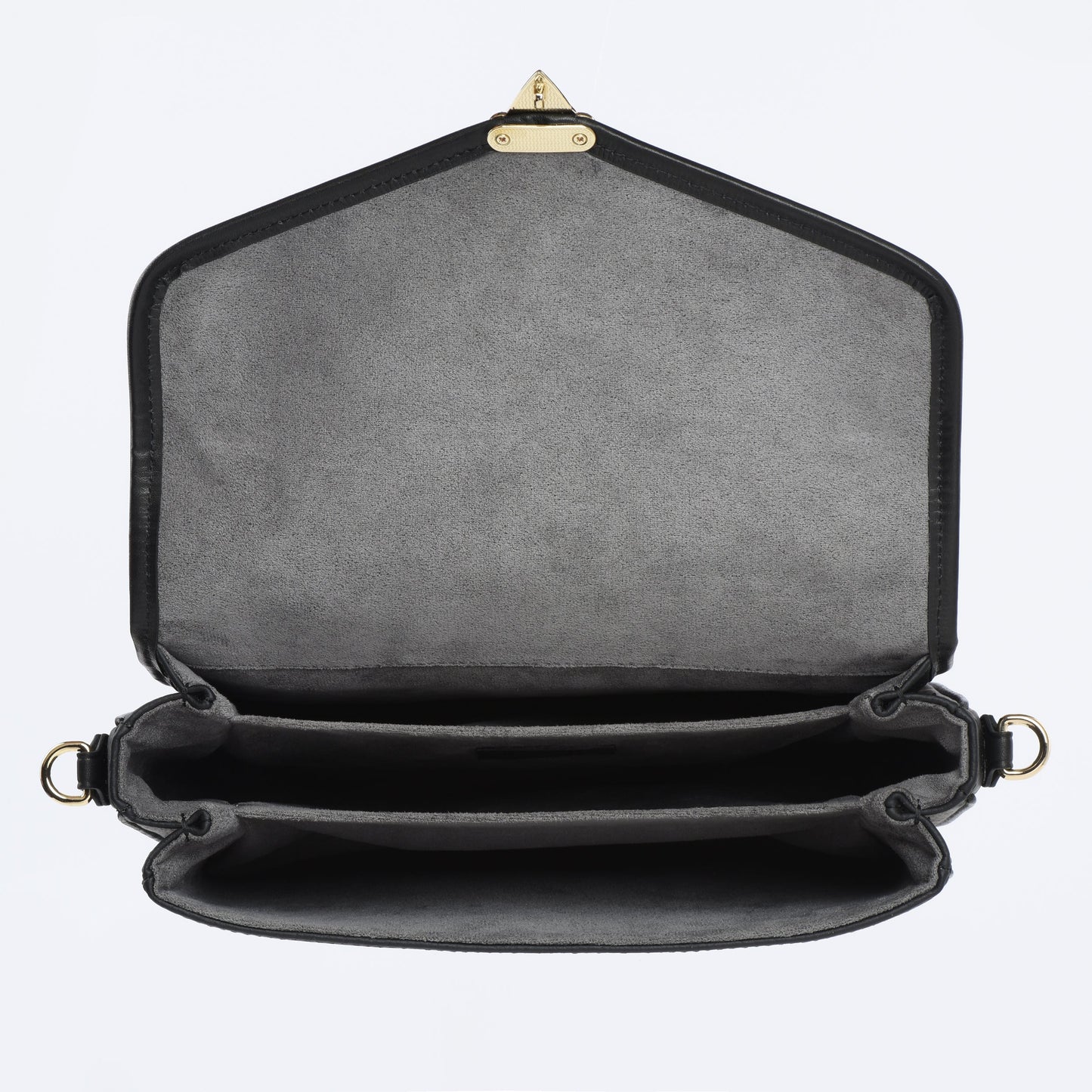 Black Togo and Vachetta Leather - "Paris15" Satchel Crossbody bag