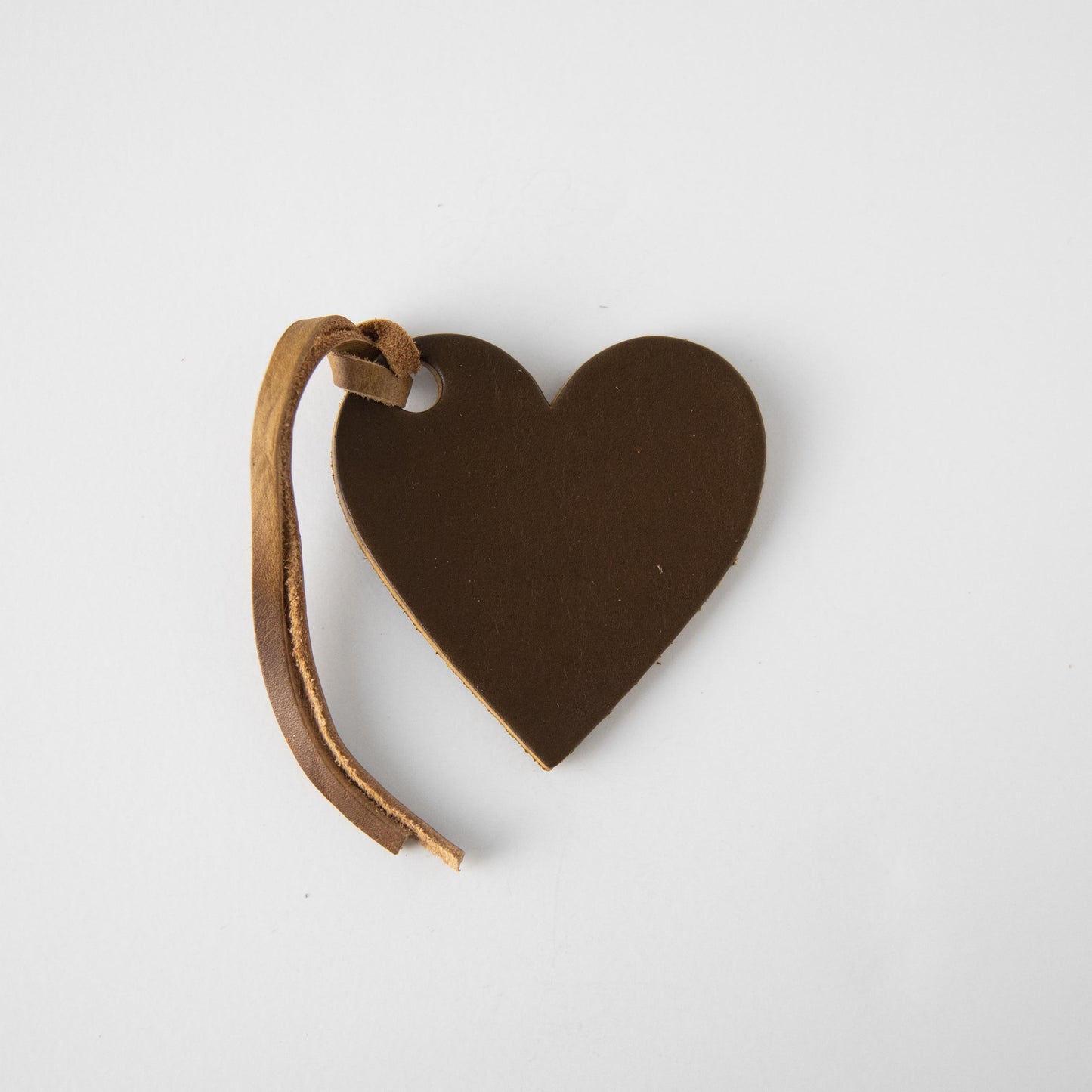 Olive Leather Heart Tag