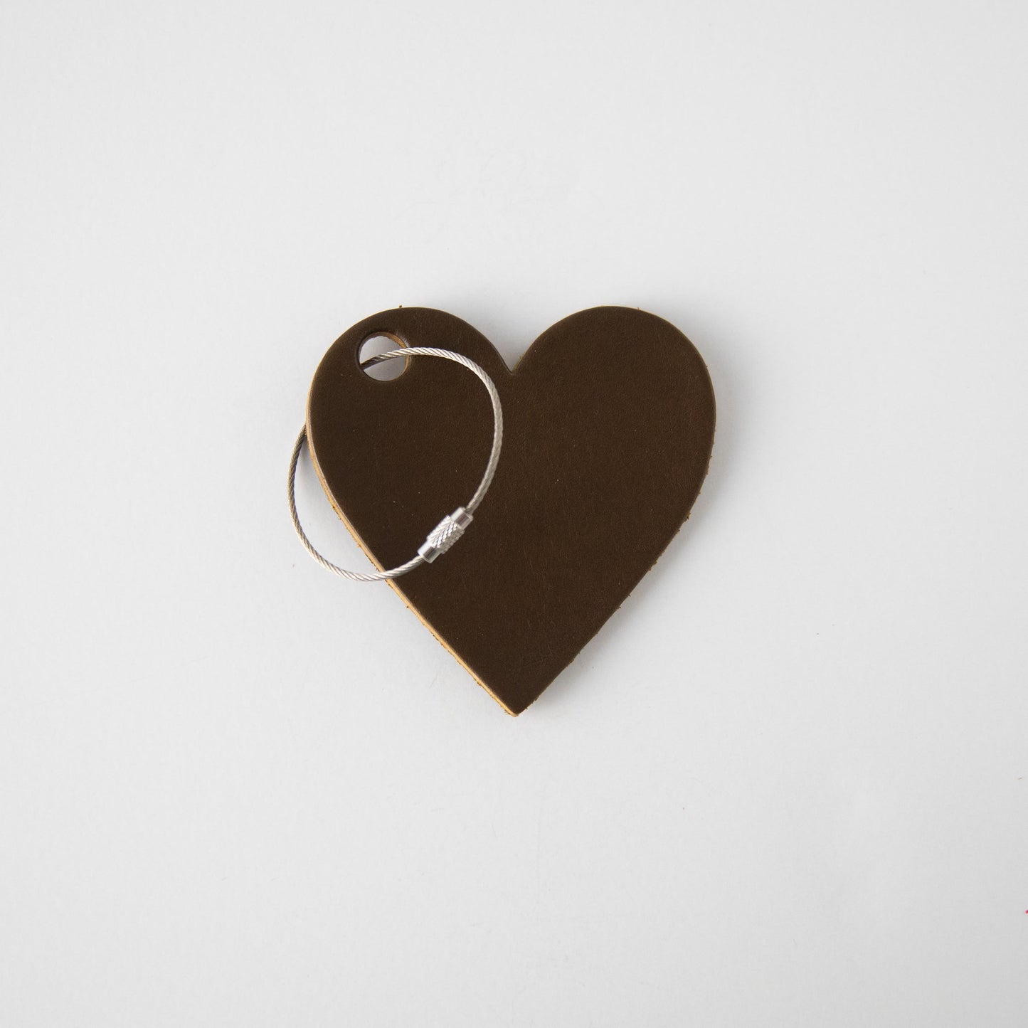 Olive Leather Heart Tag