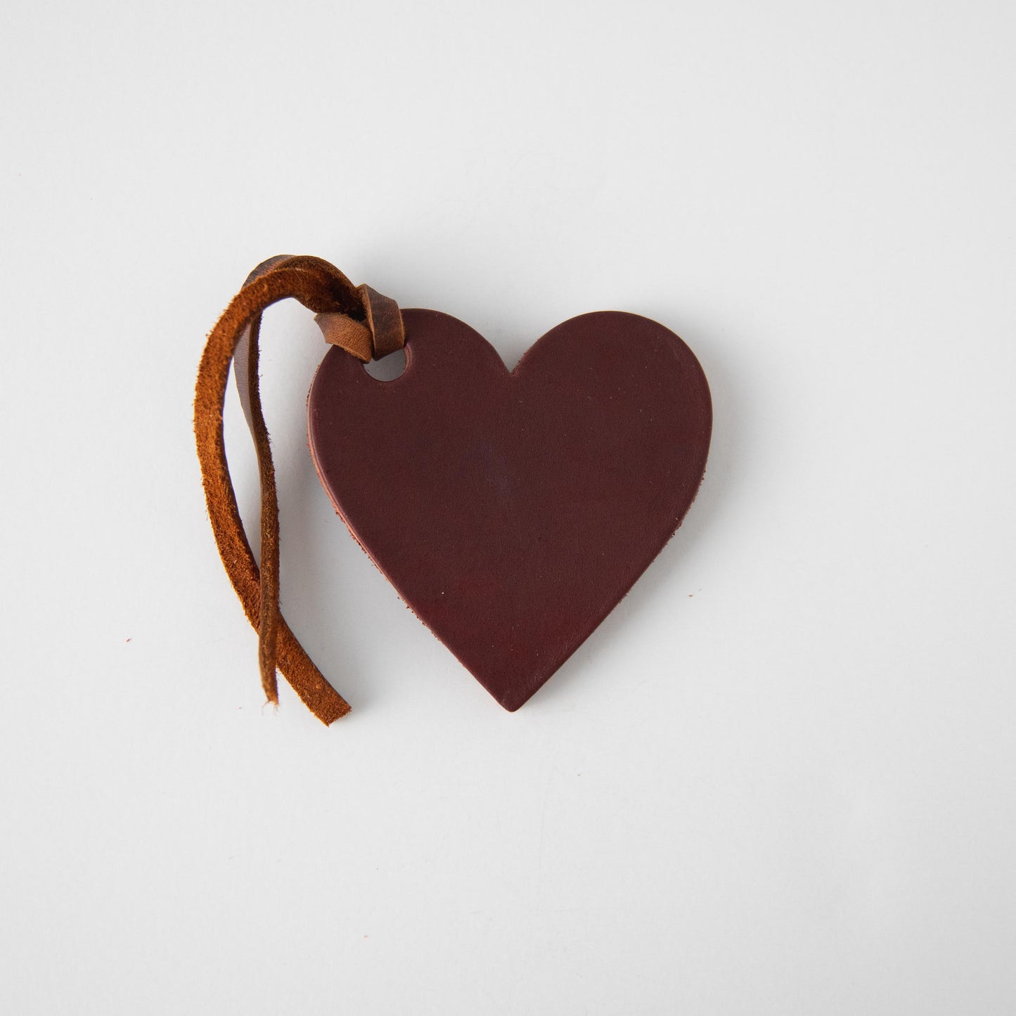 Oxblood Leather Heart Tag