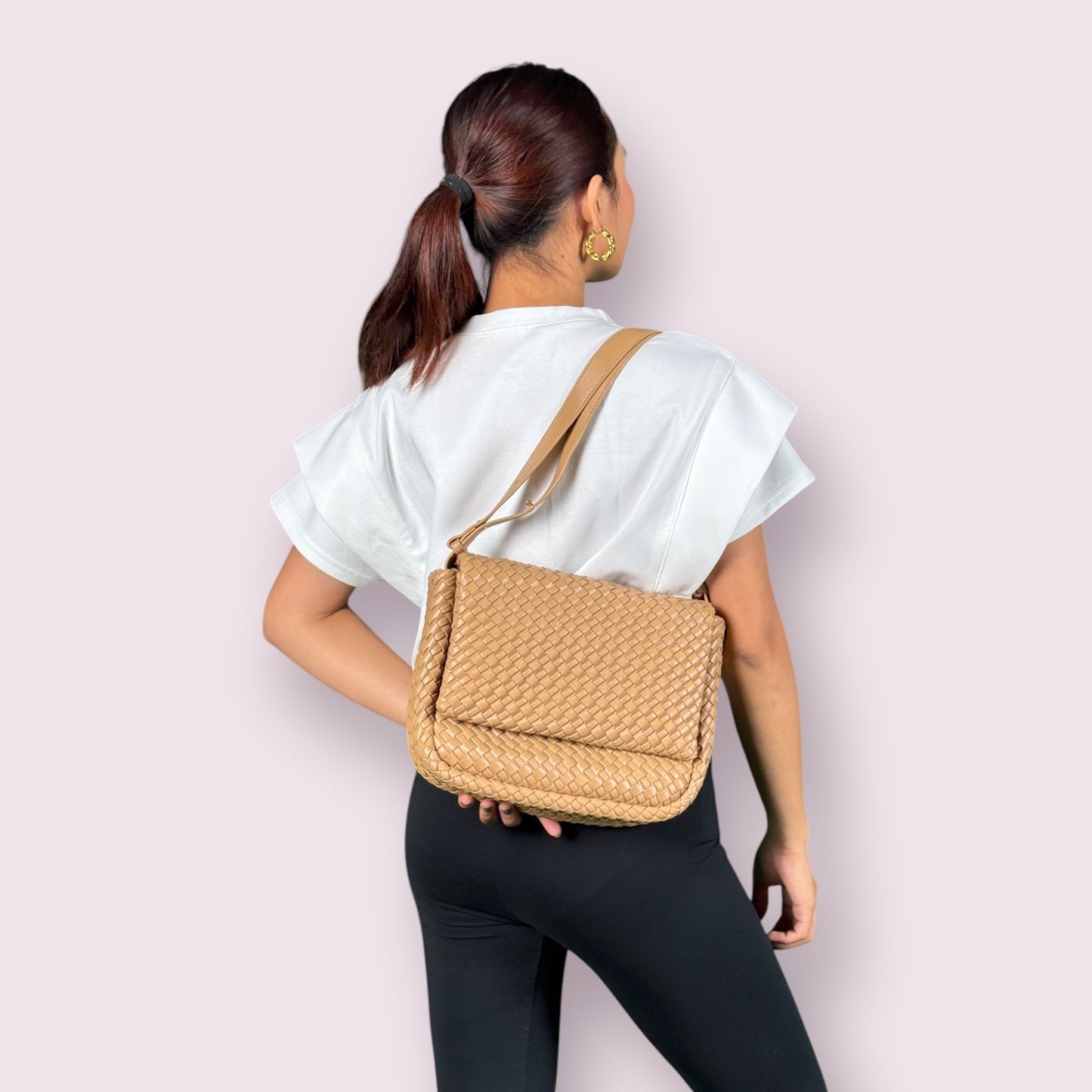 FLAP KHAKI LARGE TOTE