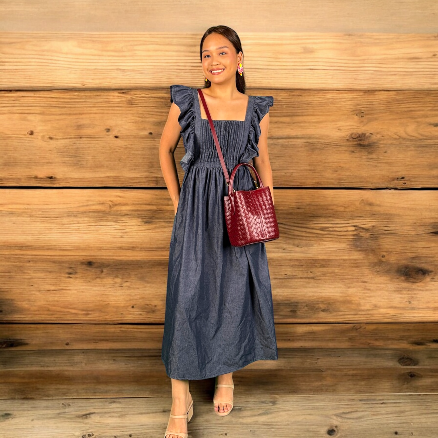 BUCKET LEATHER BAG WINE