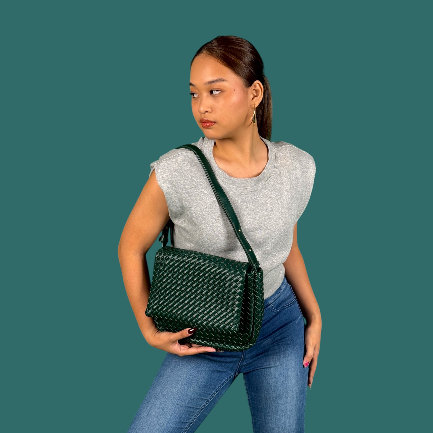 FLAP GREEN LARGE BAG