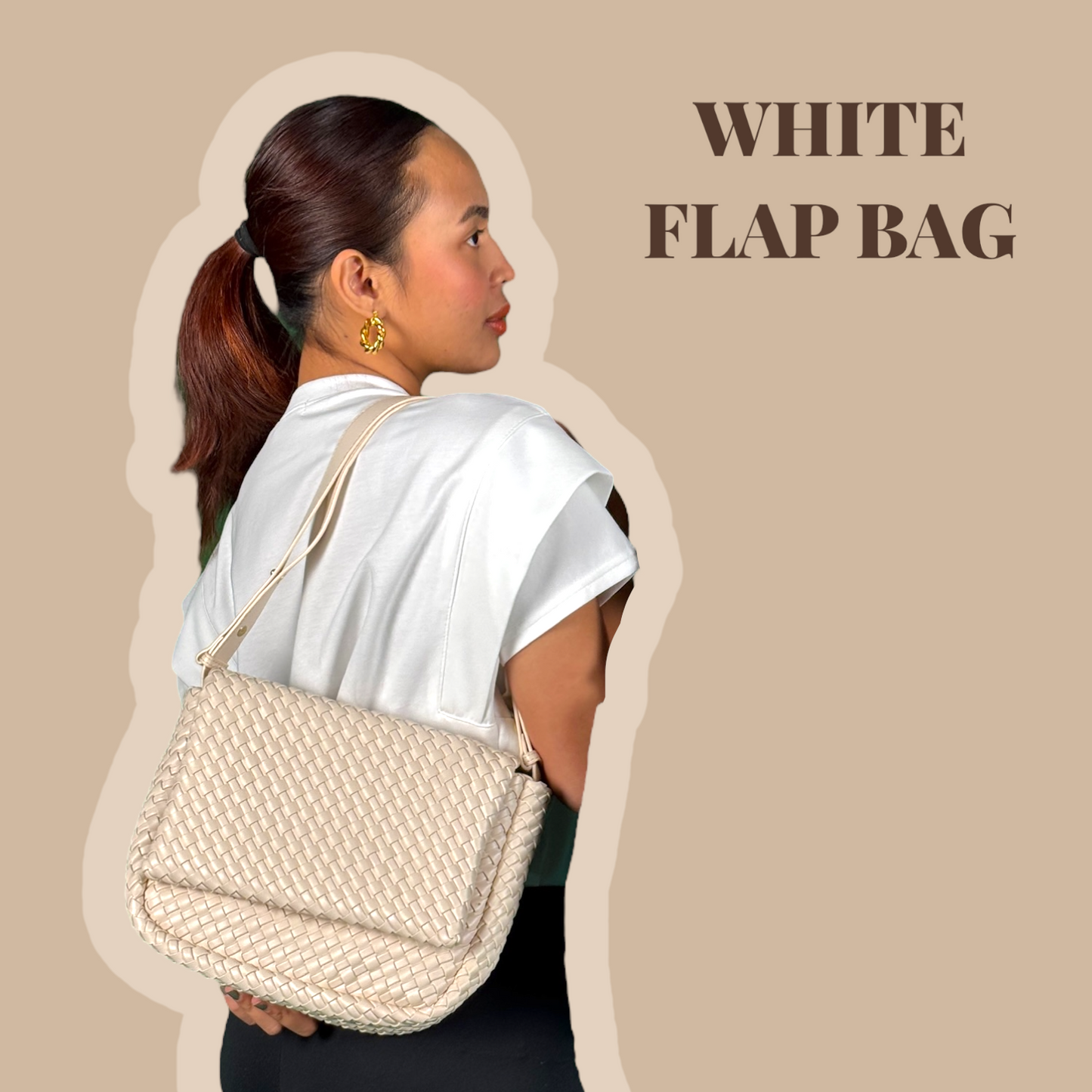FLAP WHITE LARGE TOTE