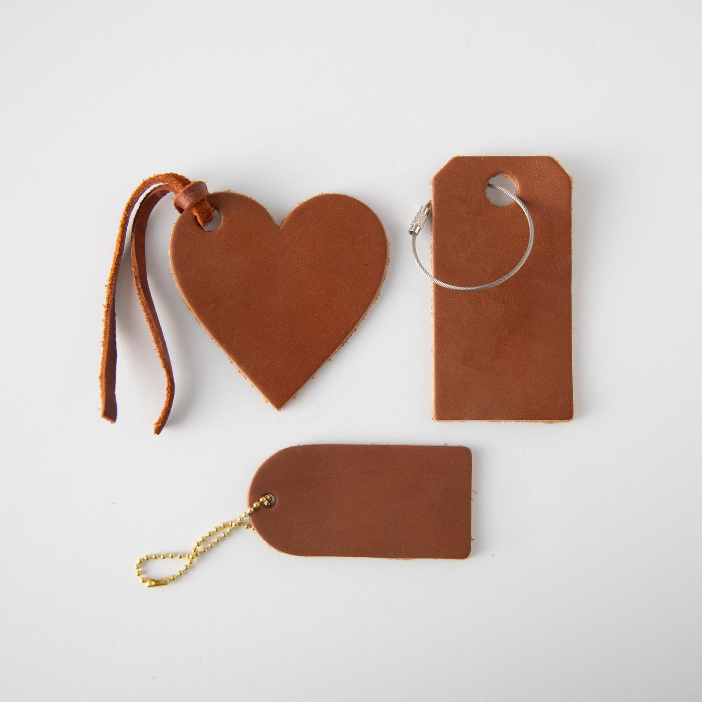 Tan Leather Heart Tag
