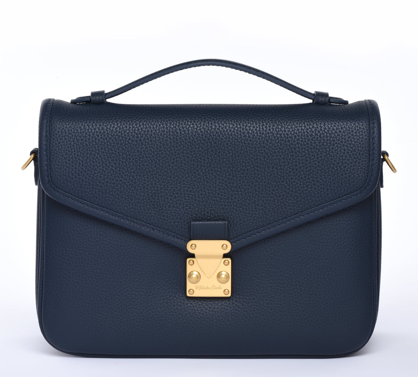 "Navy" Togo Leather - "Paris15" Satchel Crossbody bag