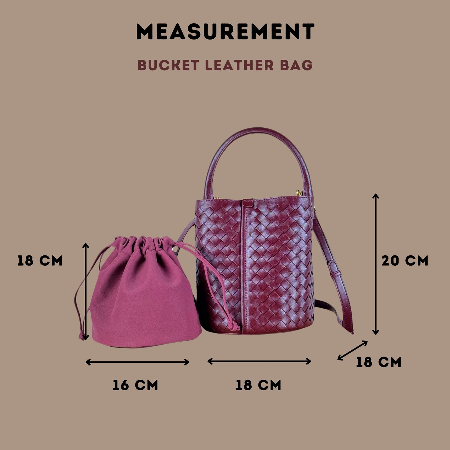 BUCKET LEATHER BAG DARK COFFEE