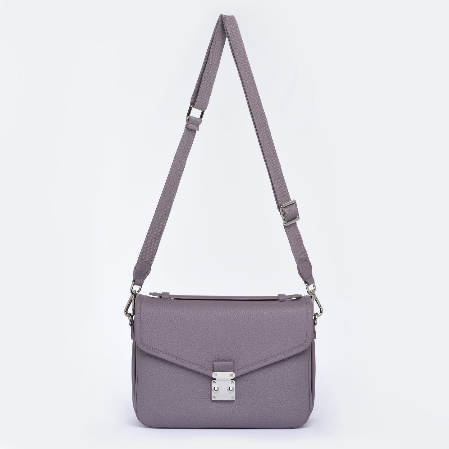 "Grey Lavender" Togo Leather - "Paris15" Satchel Crossbody bag