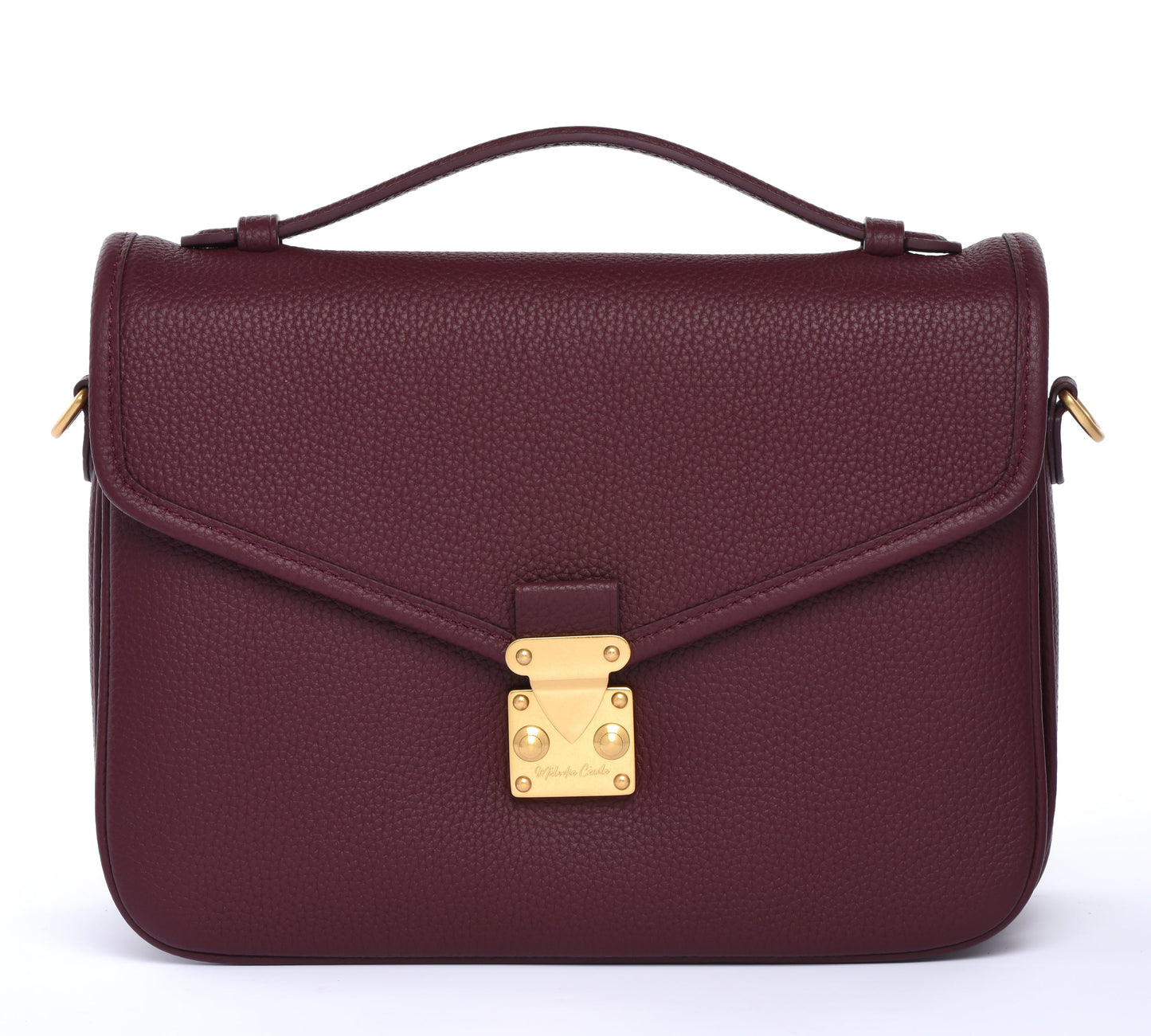 "Burgundy" Togo Leather - "Paris15" Satchel Crossbody bag