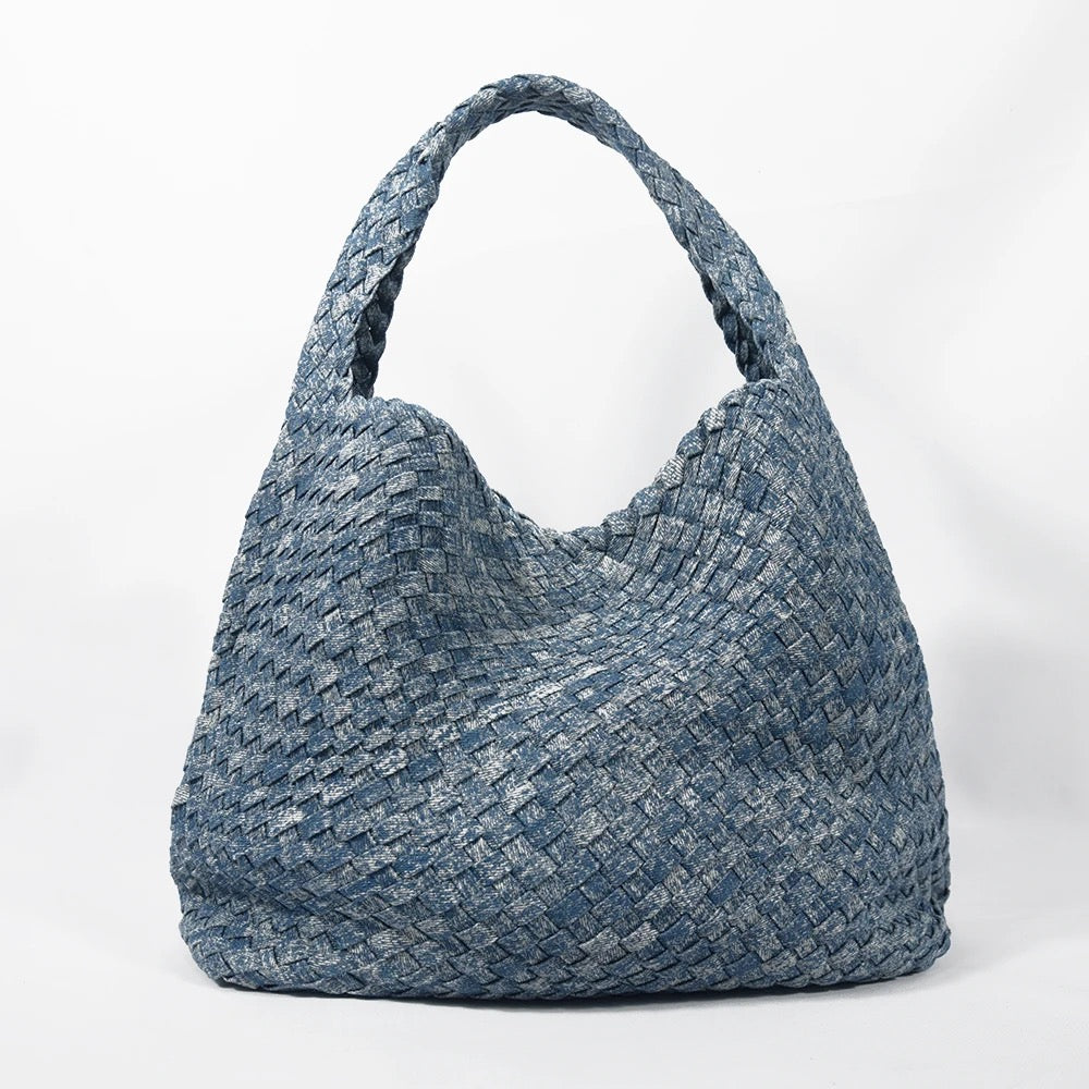 DENIM SNOWFLAKE LARGE TOTE BAG