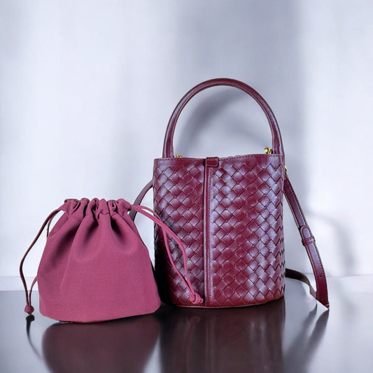 BUCKET LEATHER BAG WINE
