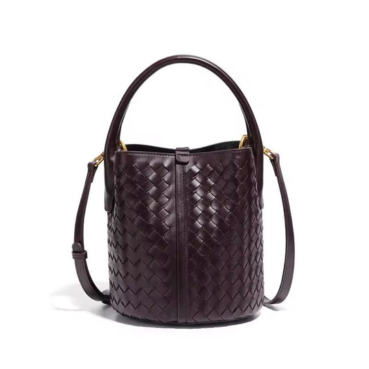 BUCKET LEATHER BAG DARK COFFEE