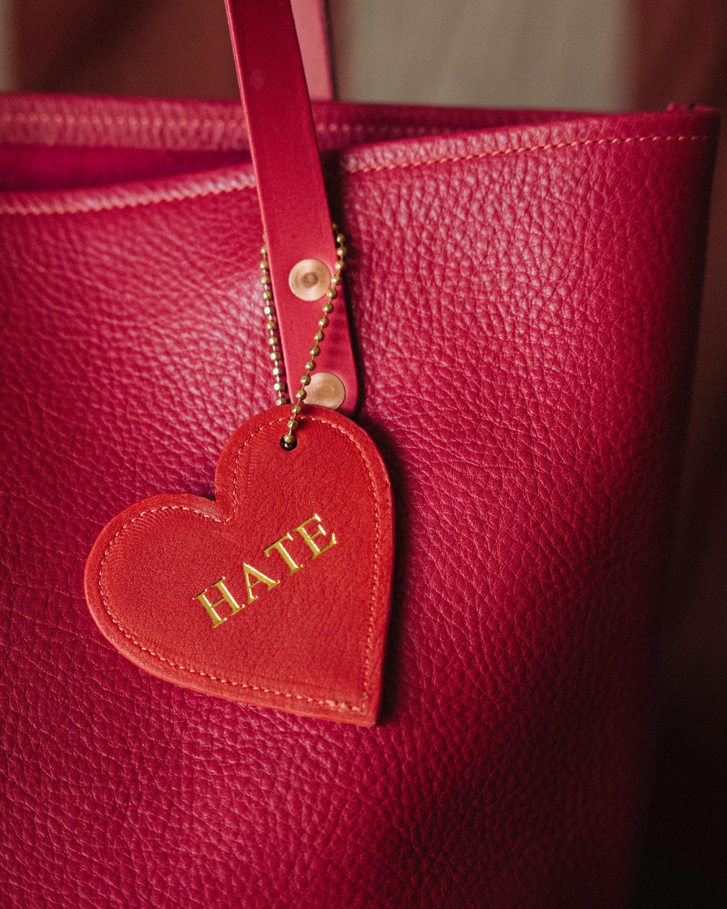 Love/Hate Leather Heart Tag