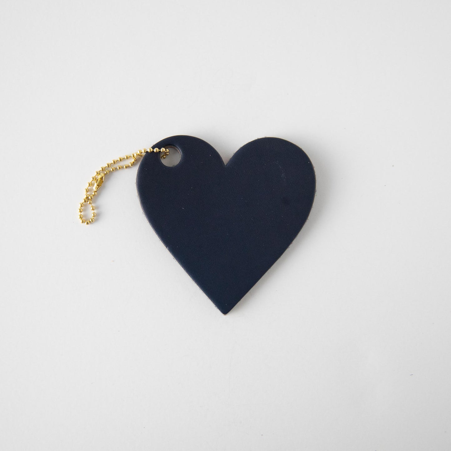Navy Leather Heart Tag