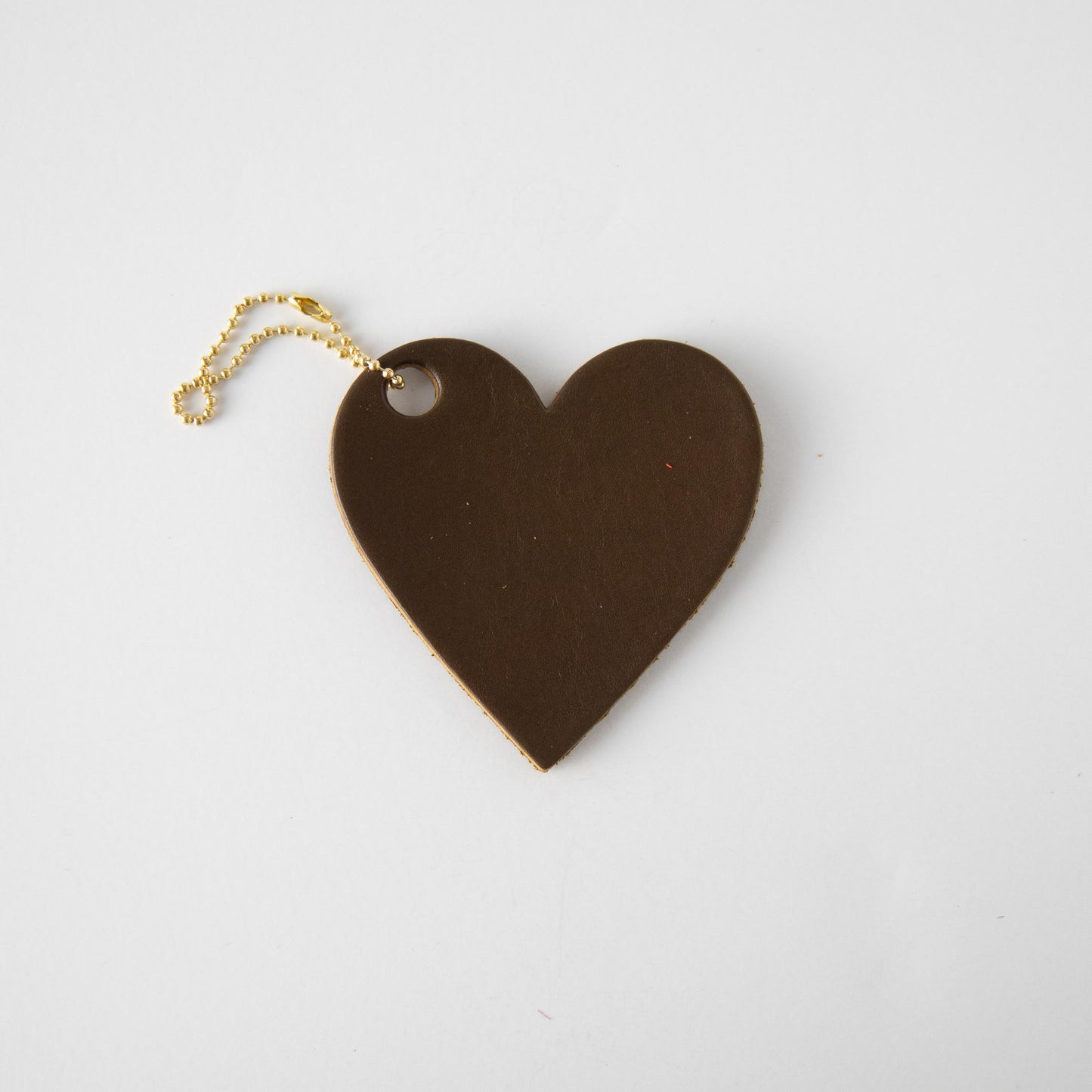 Olive Leather Heart Tag