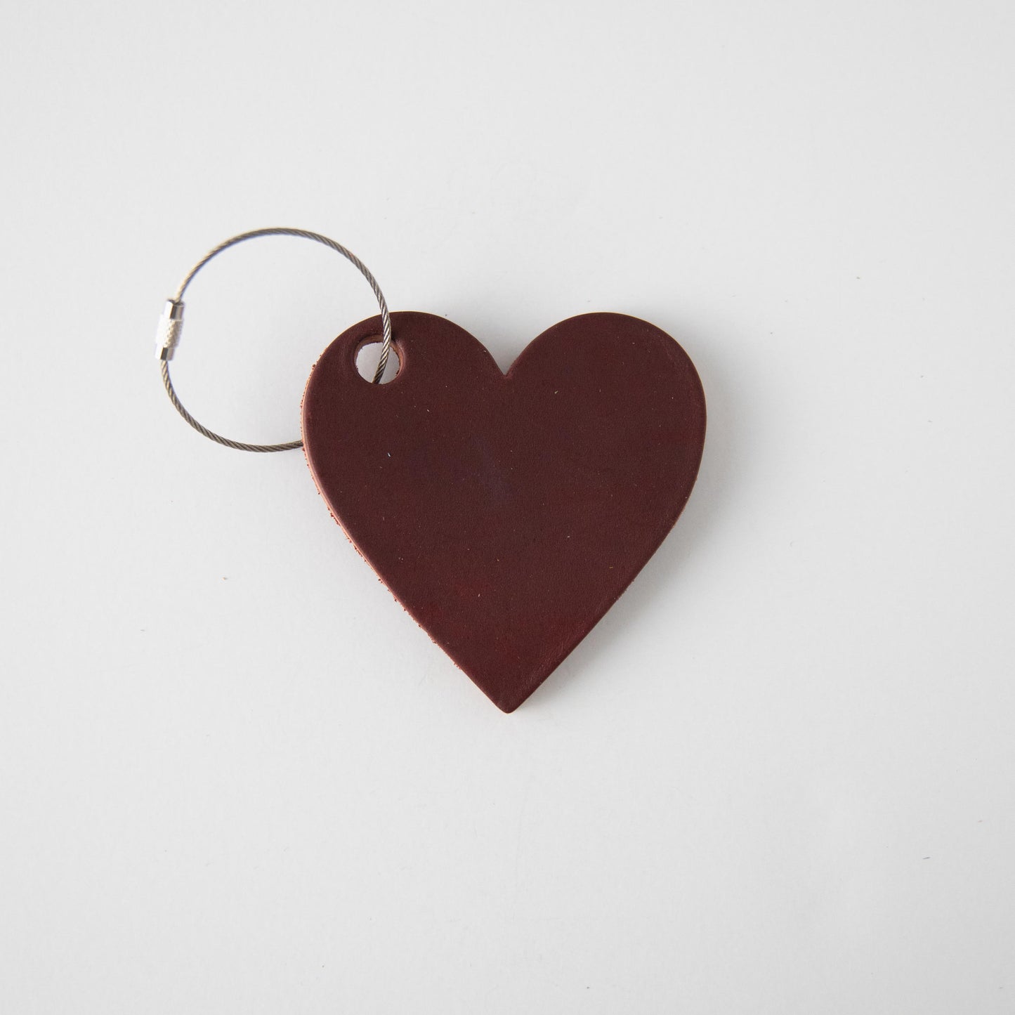 Oxblood Leather Heart Tag