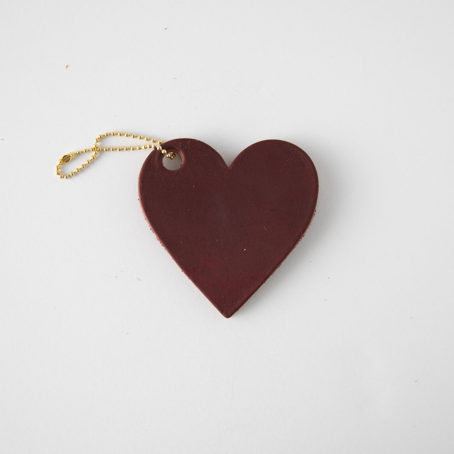 Oxblood Leather Heart Tag
