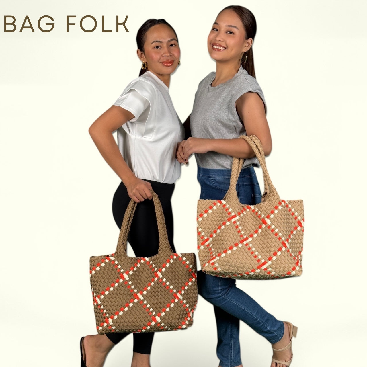 NEOPRENE SHERRY MOCHA ORANGE LARGE TOTE BAG