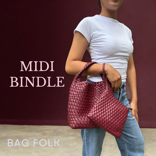 Wine Red Midi Bindle Bag