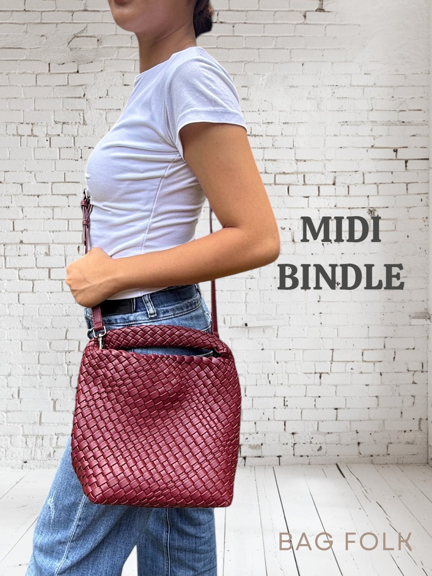 Wine Red Midi Bindle Bag