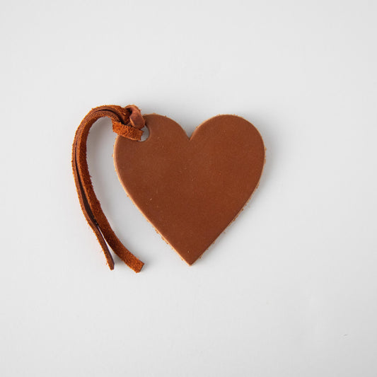 Tan Leather Heart Tag