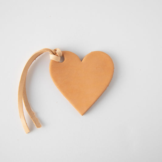 Vegetable Tan Leather Heart Tag