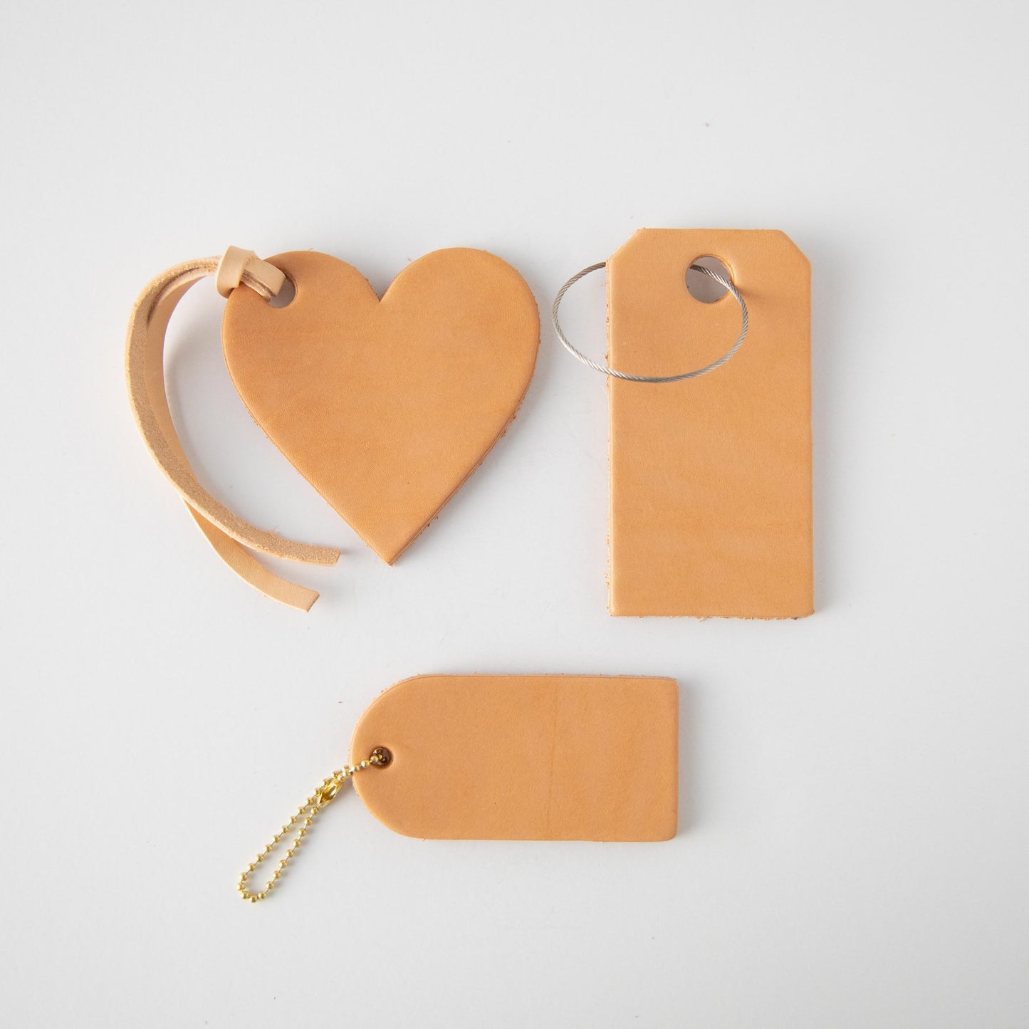 Vegetable Tan Leather Heart Tag