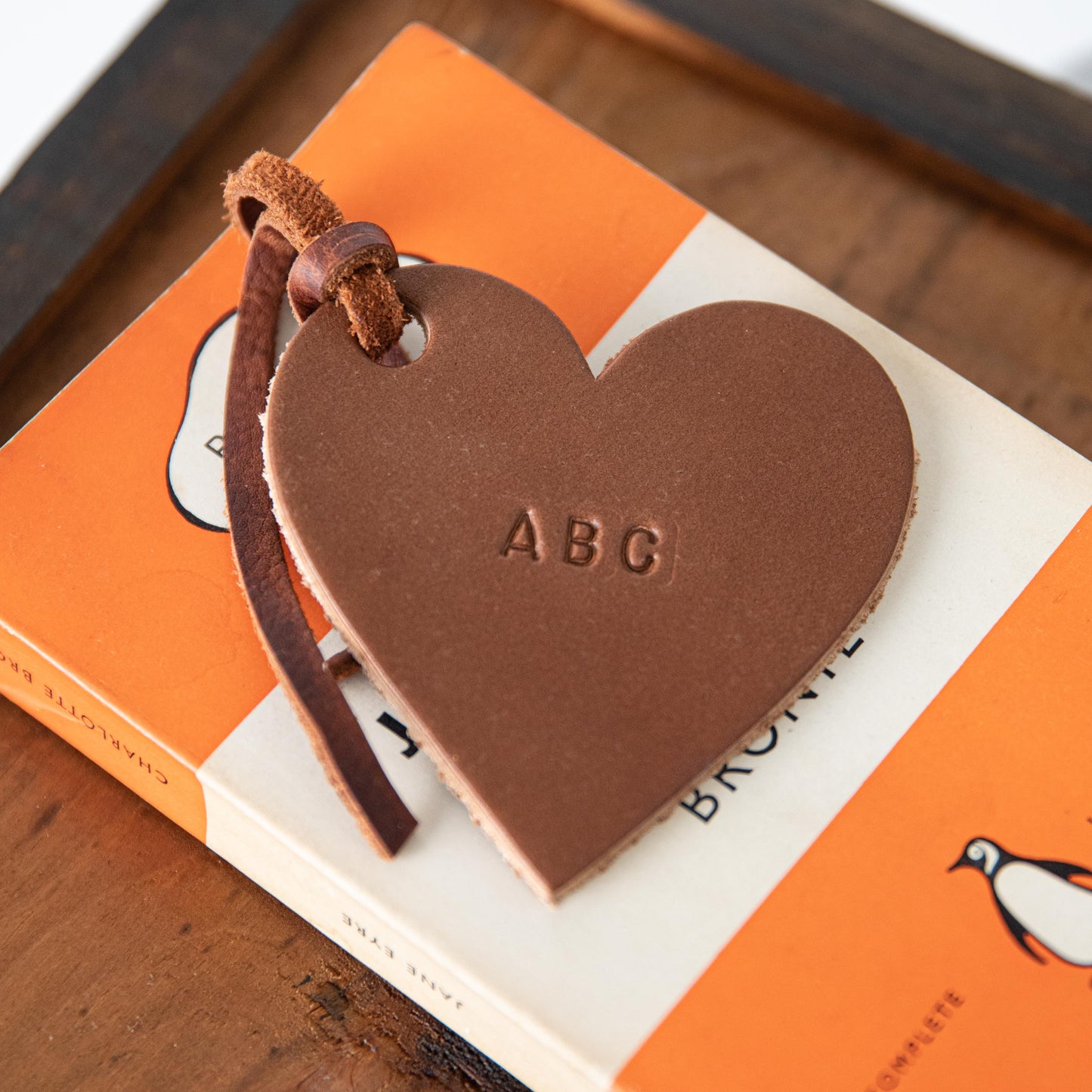 Vegetable Tan Leather Heart Tag
